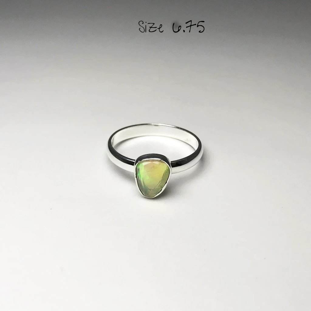Freeform Faceted Ethiopian Fire Opal Ring - Rocks and Gems Canada