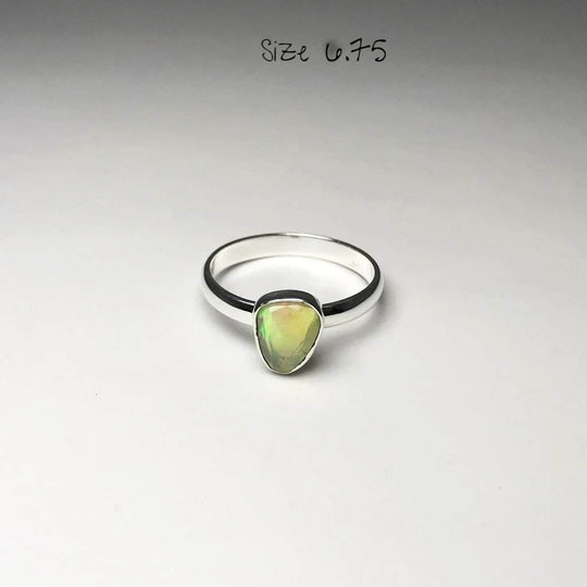 Freeform Faceted Ethiopian Fire Opal Ring - Rocks and Gems Canada
