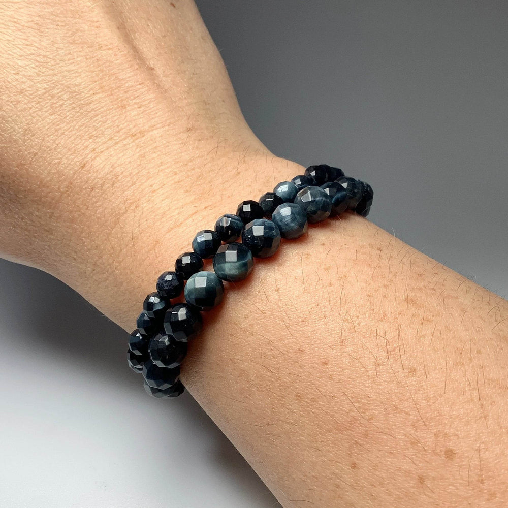 Blue Tiger Eye Faceted Beaded Bracelet - Rocks and Gems Canada