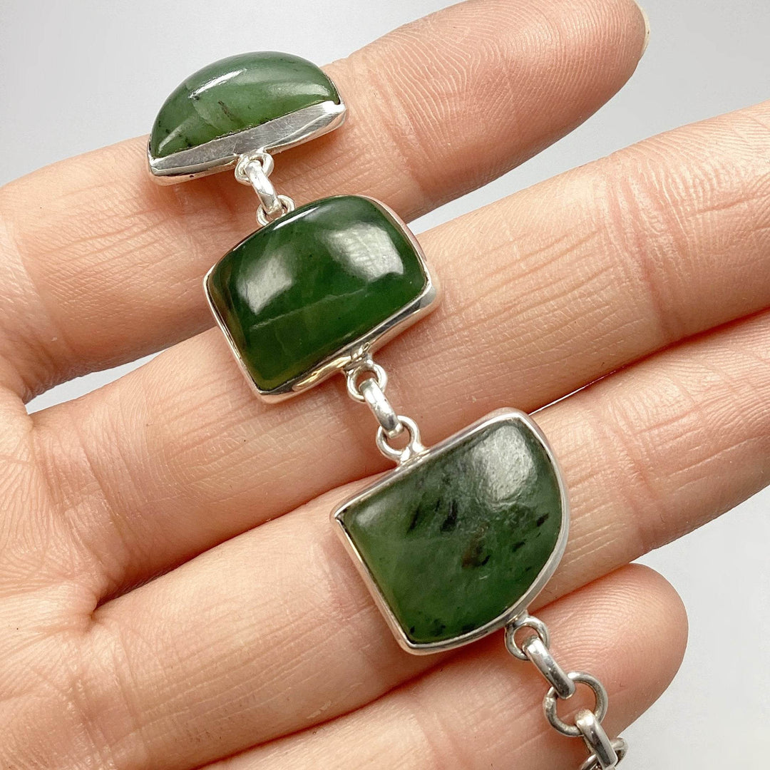 Canadian Jade Sterling Silver Bracelet - Rocks and Gems Canada