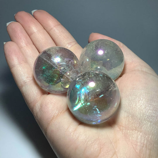 Opalescent Aura Quartz Sphere - Rocks and Gems Canada