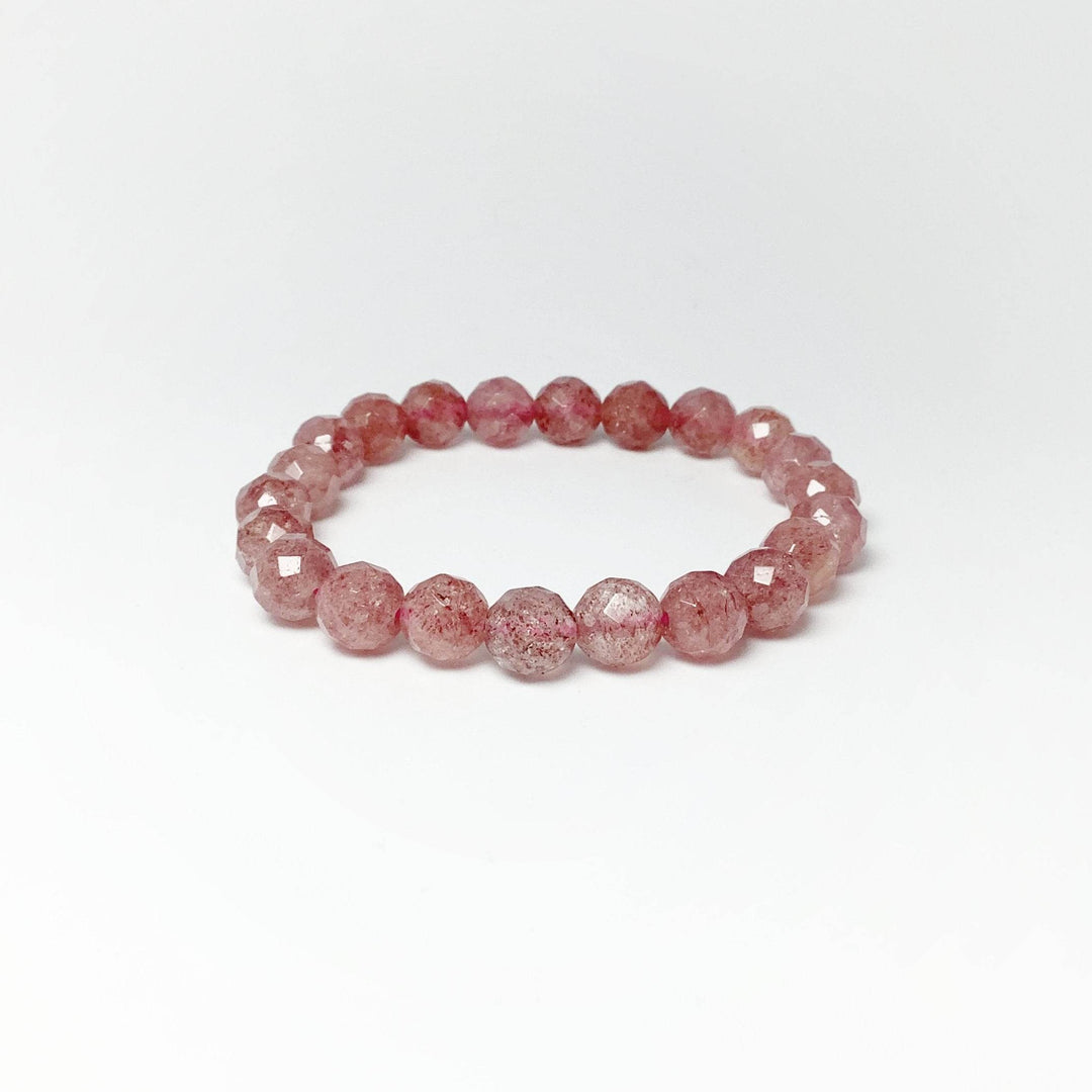 Strawberry Quartz Faceted Beaded Bracelet - Rocks and Gems Canada