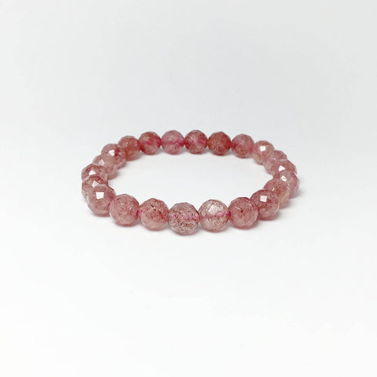 Strawberry Quartz Faceted Beaded Bracelet - Rocks and Gems Canada