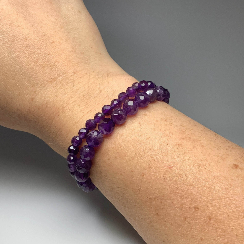 Amethyst Faceted Beaded Bracelet - Rocks and Gems Canada