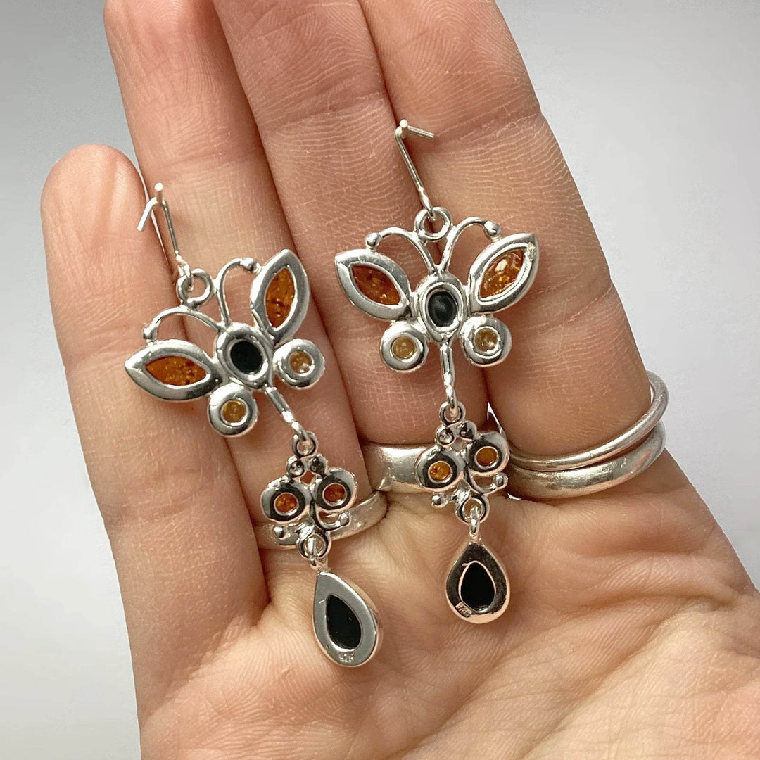 Mixed Amber Dangle Earrings - Rocks and Gems Canada