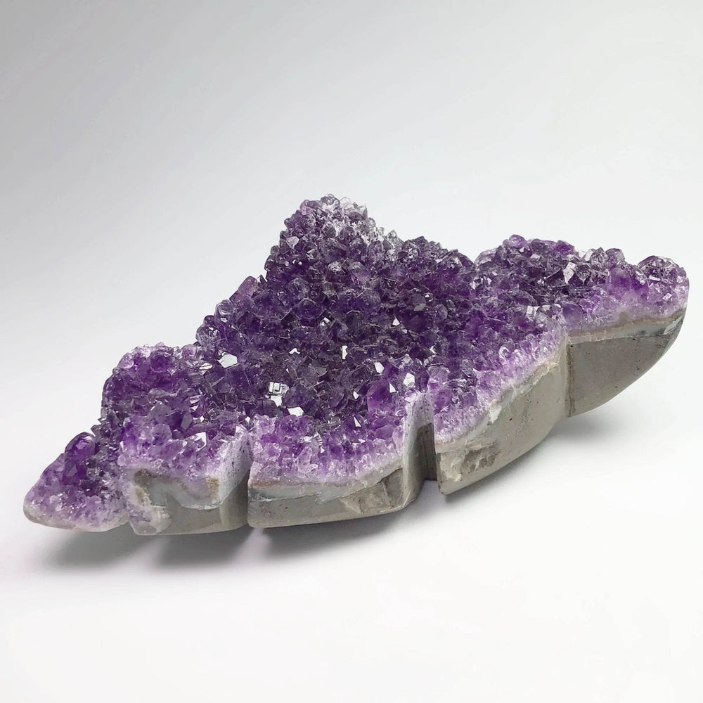 Amethyst Druze Cluster Leaf Carving - Rocks and Gems Canada