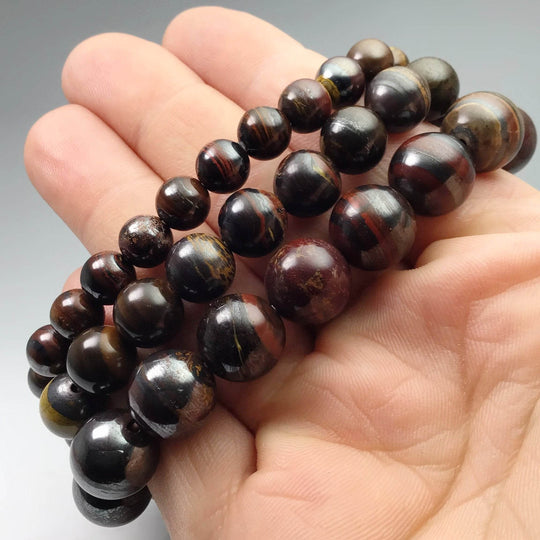Red Gold Tiger Iron Beaded Bracelet - Rocks and Gems Canada