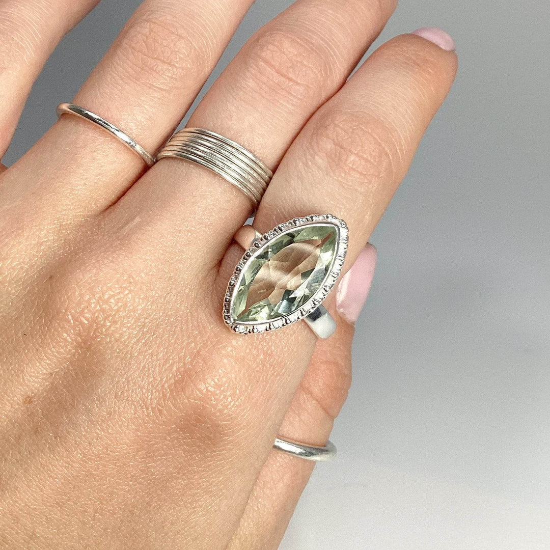 Green Amethyst Marquise Cut Ring - Rocks and Gems Canada