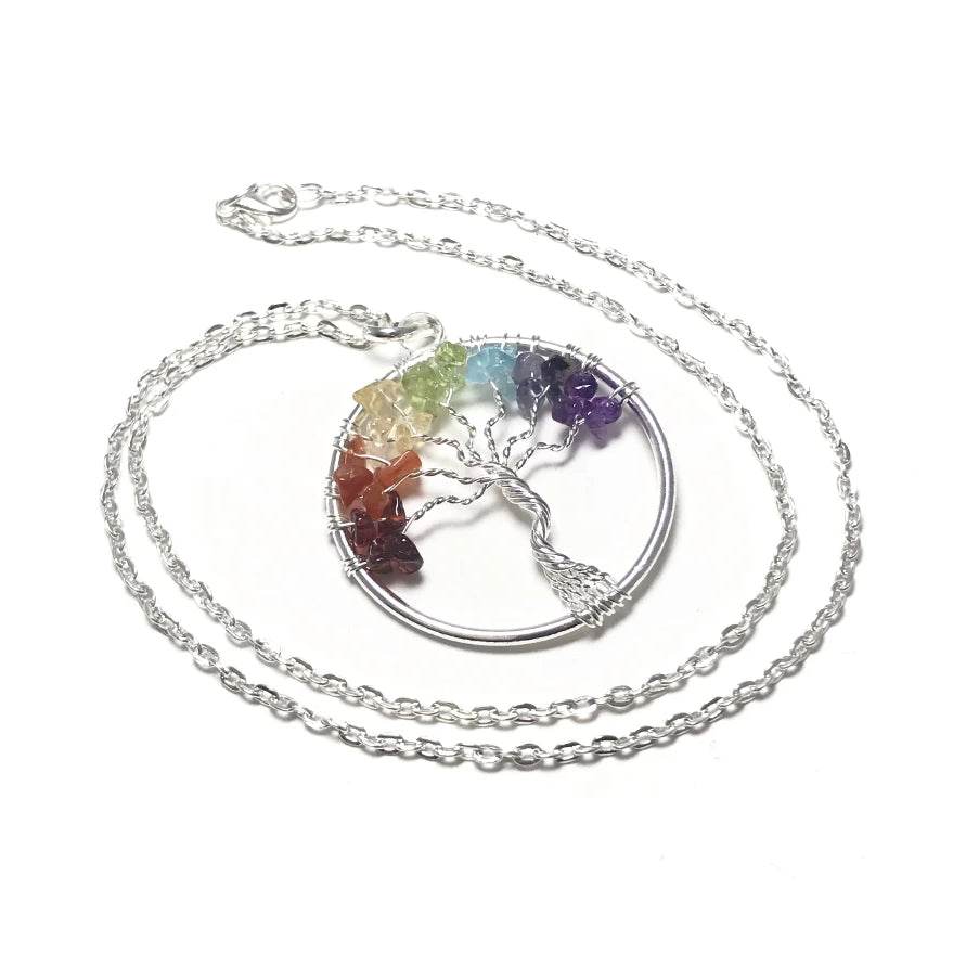 Tree of Life Necklace with Chakra Beads - Rocks and Gems Canada