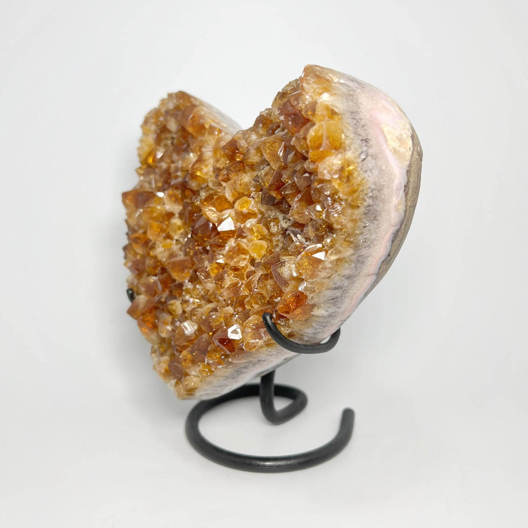 Citrine Druze Cluster Heart On Stand - Rocks and Gems Canada