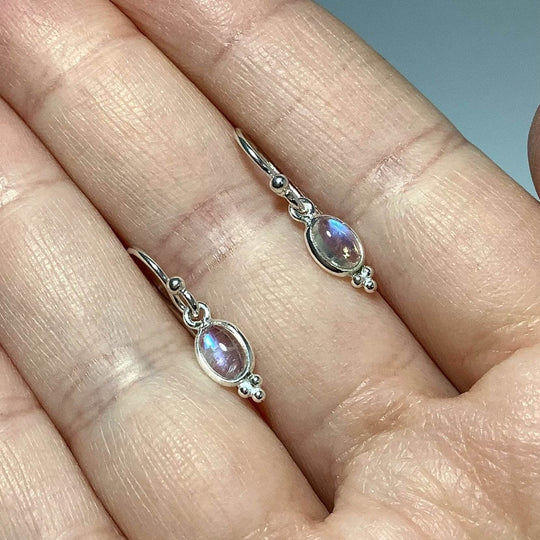 Rainbow Moonstone Dangle Earrings - Rocks and Gems Canada