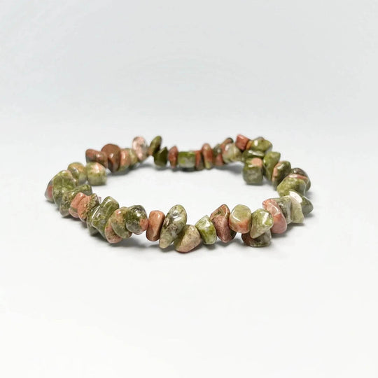 Unakite Chip Beaded Bracelet - Rocks and Gems Canada