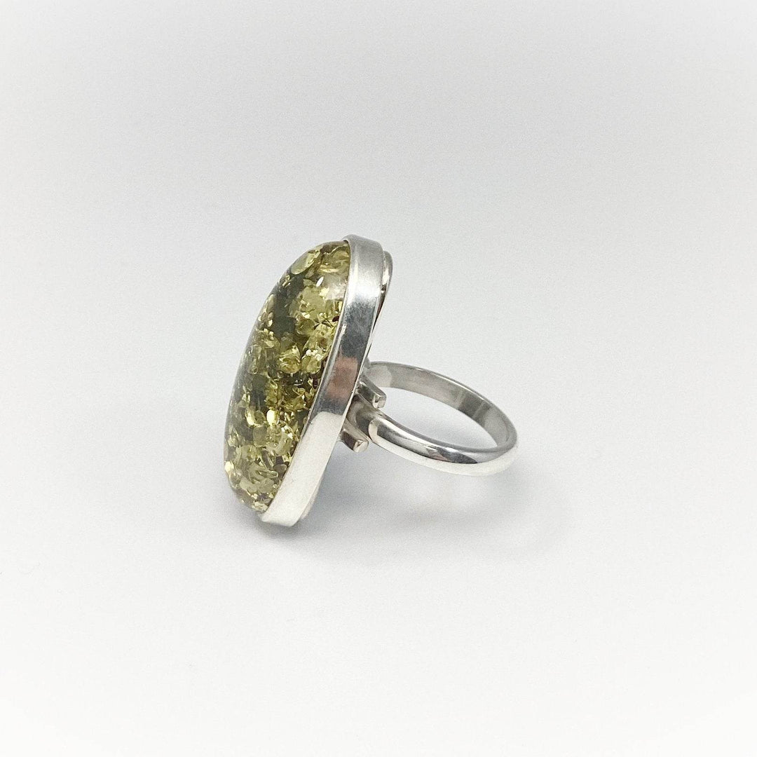 Green Amber Ring - Rocks and Gems Canada