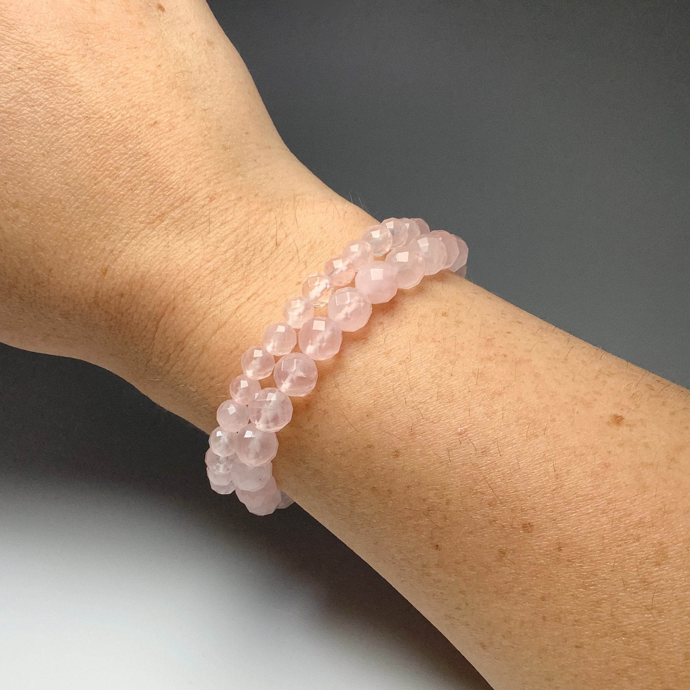 Rose Quartz Faceted Beaded Bracelet - Rocks and Gems Canada
