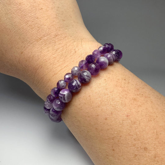 Chevron Amethyst Faceted Beaded Bracelet - Rocks and Gems Canada