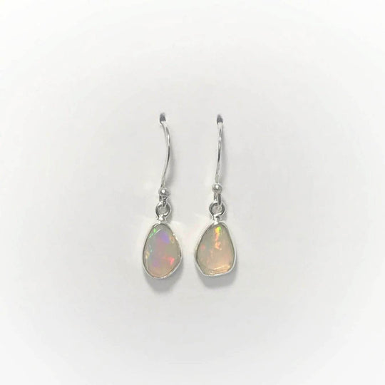 Ethiopian Fire Opal Freeform Faceted Dangle Earrings - Rocks and Gems Canada