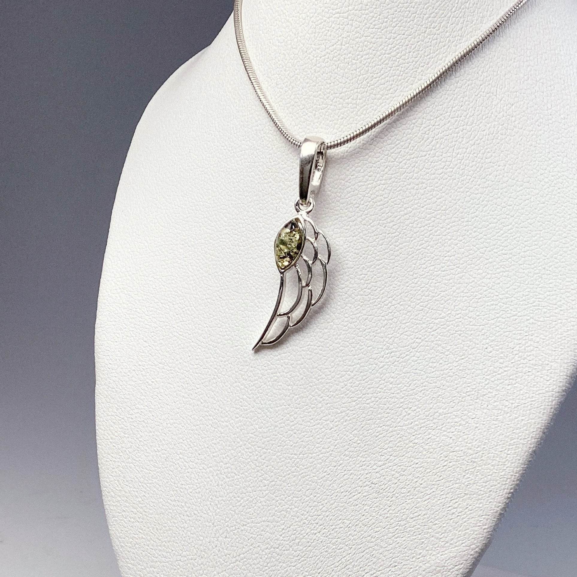 Green Amber Wing Pendant - Rocks and Gems Canada