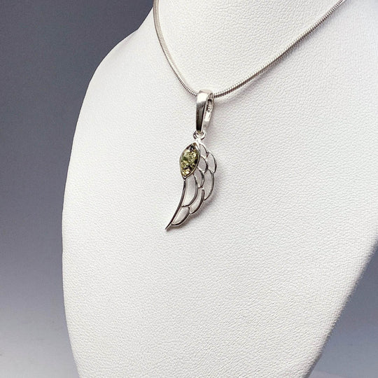 Green Amber Wing Pendant - Rocks and Gems Canada