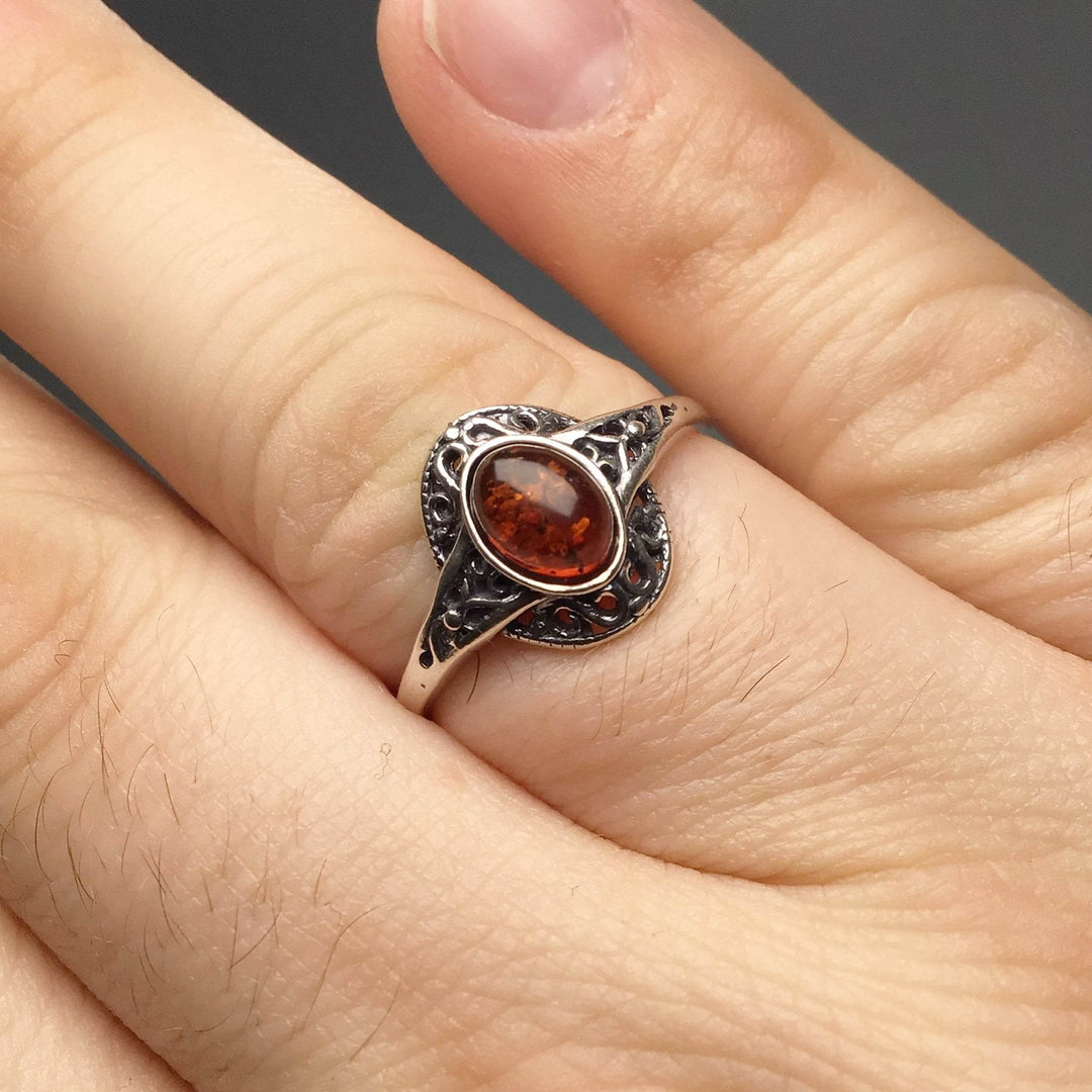 Cognac Amber Ring - Rocks and Gems Canada