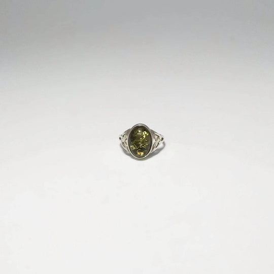 Green Amber Ring - Rocks and Gems Canada