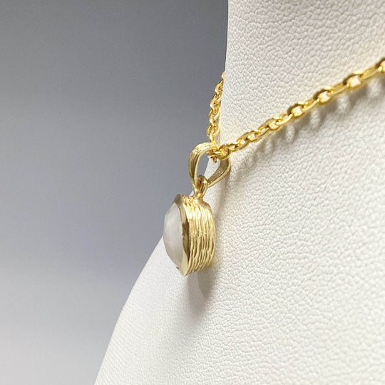Rainbow Moonstone Gold Finish Pendant - Rocks and Gems Canada