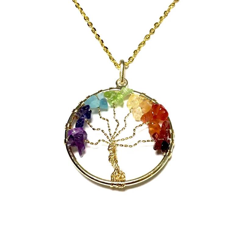 Tree of Life Necklace with Chakra Beads - Rocks and Gems Canada
