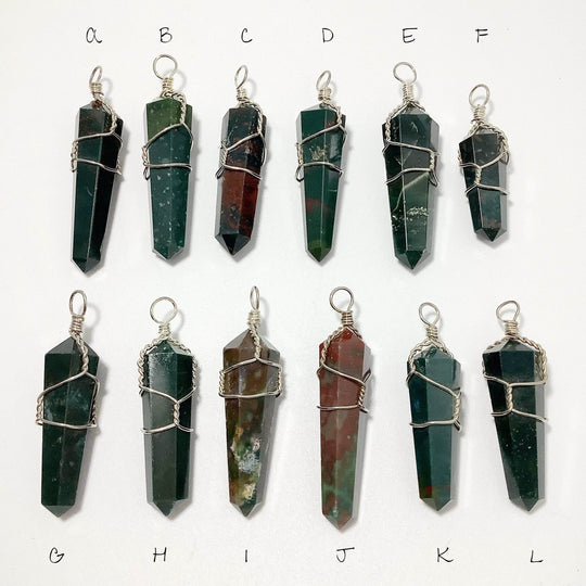 Wire Wrapped Bloodstone Pendant - Rocks and Gems Canada