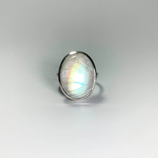 Rainbow Moonstone Ring - Size 7.25 - Rocks and Gems Canada