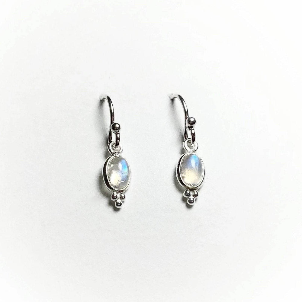 Rainbow Moonstone Dangle Earrings - Rocks and Gems Canada