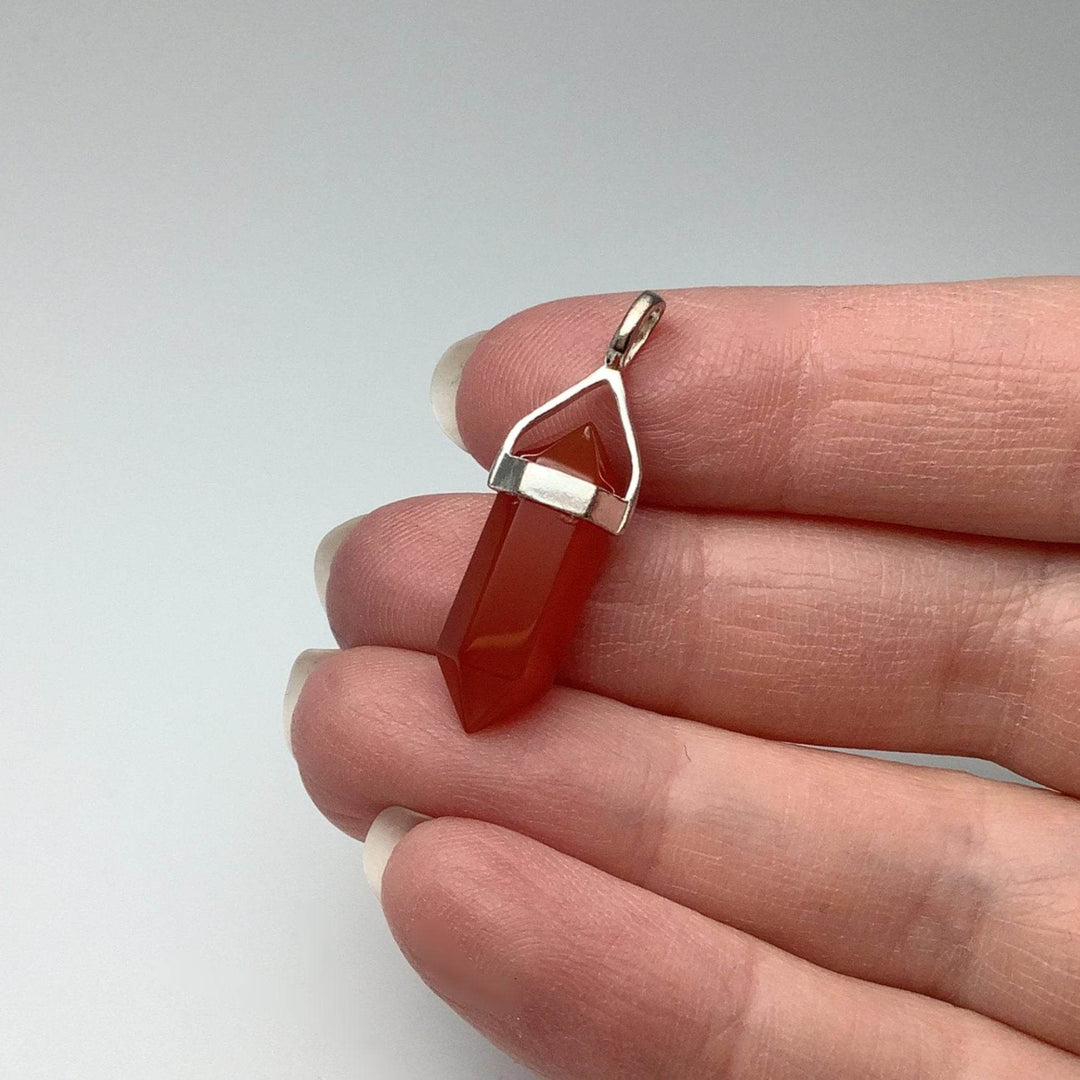 Carnelian Agate Double Terminated Point Pendant - Rocks and Gems Canada