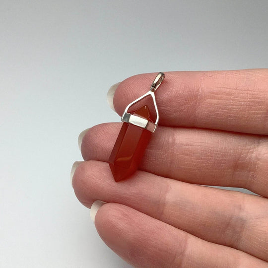 Carnelian Agate Double Terminated Point Pendant - Rocks and Gems Canada