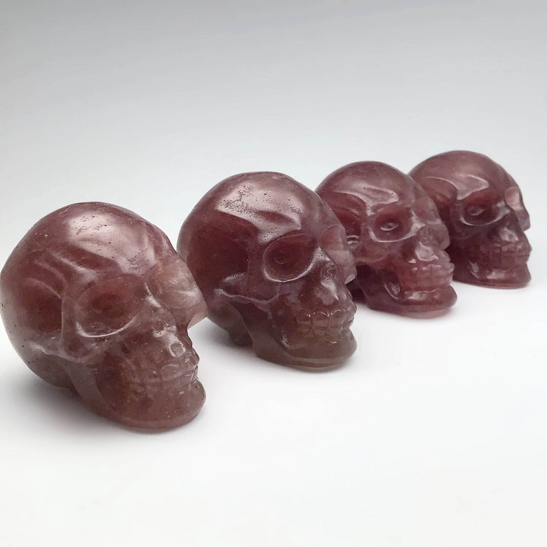 Carved Strawberry Quartz Skull - Rocks and Gems Canada