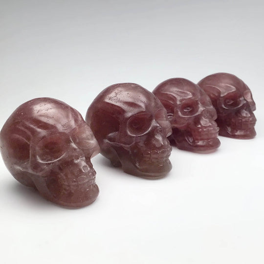 Carved Strawberry Quartz Skull - Rocks and Gems Canada