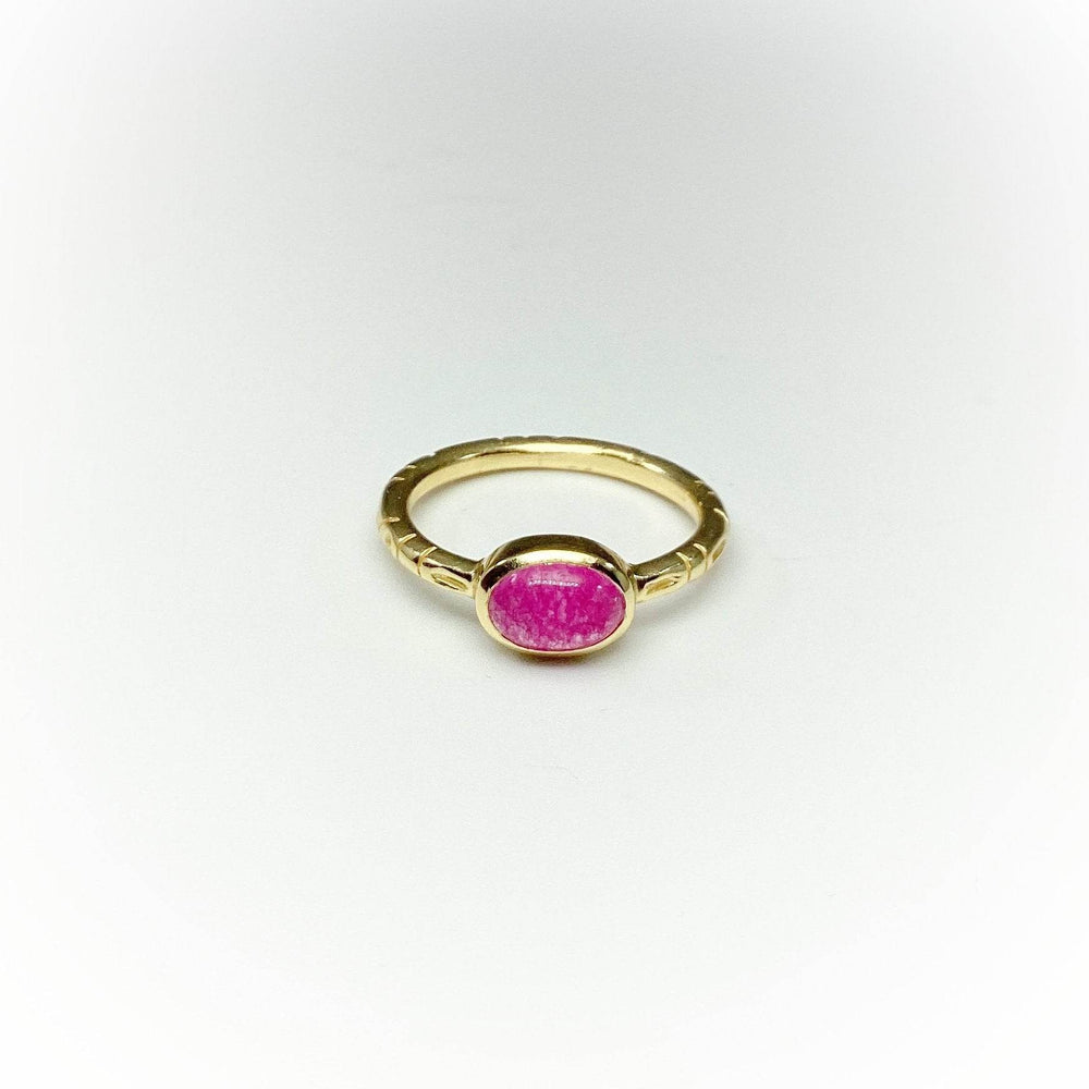 Pink Jade Gold Finish Ring - Rocks and Gems Canada