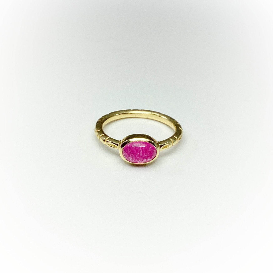 Pink Jade Gold Finish Ring - Rocks and Gems Canada