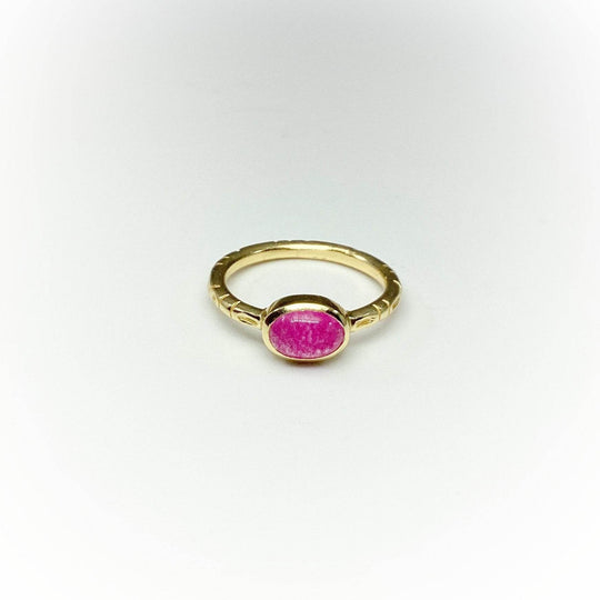 Pink Jade Gold Finish Ring - Rocks and Gems Canada