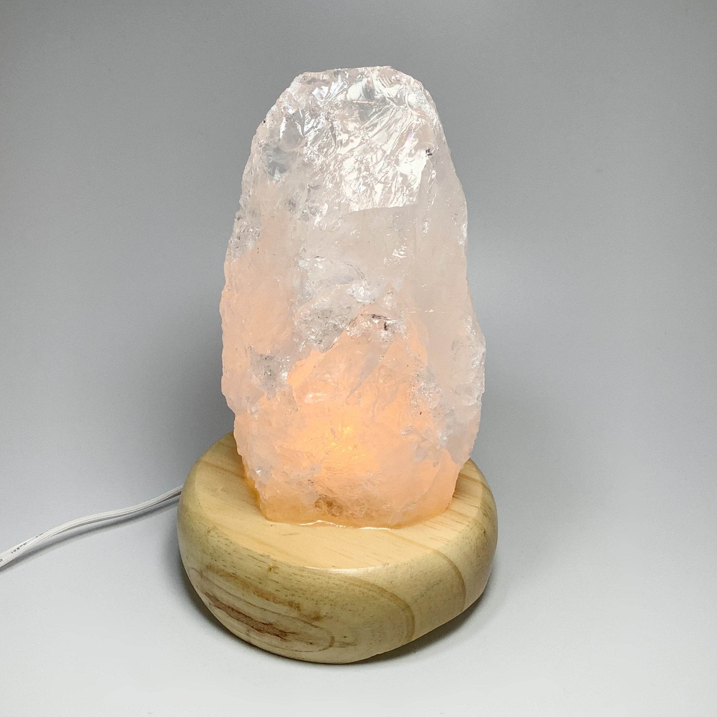 Quartz Lamp with Wooden Base - Rocks and Gems Canada