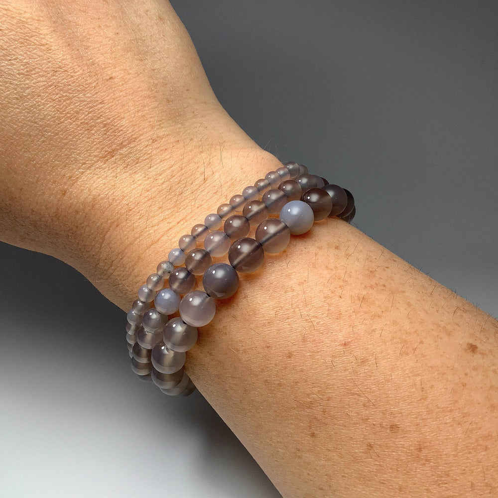 Grey Agate Beaded Bracelet - Rocks and Gems Canada