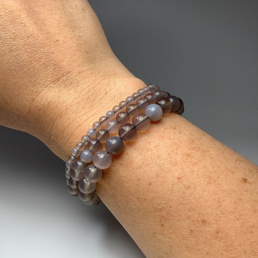Grey Agate Beaded Bracelet - Rocks and Gems Canada