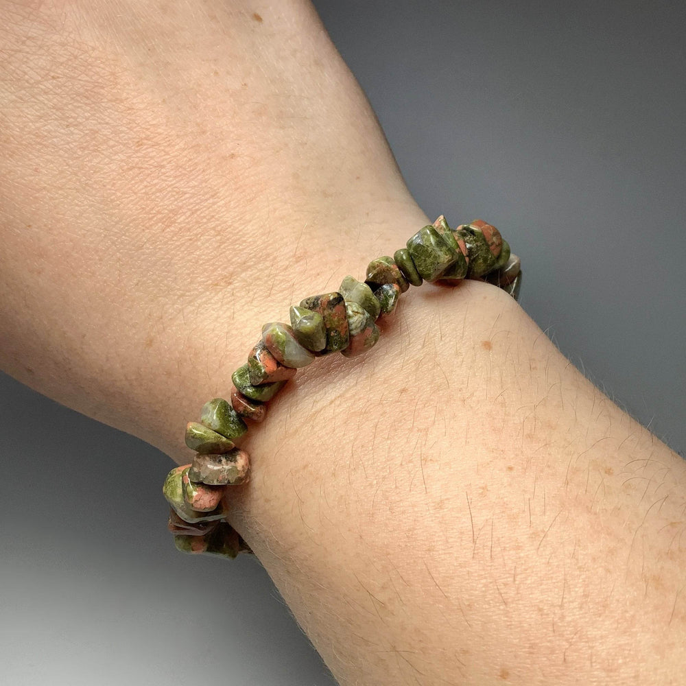 Unakite Chip Beaded Bracelet - Rocks and Gems Canada