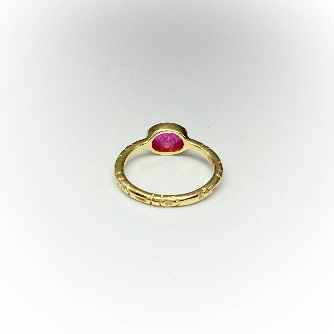 Pink Jade Gold Finish Ring - Rocks and Gems Canada