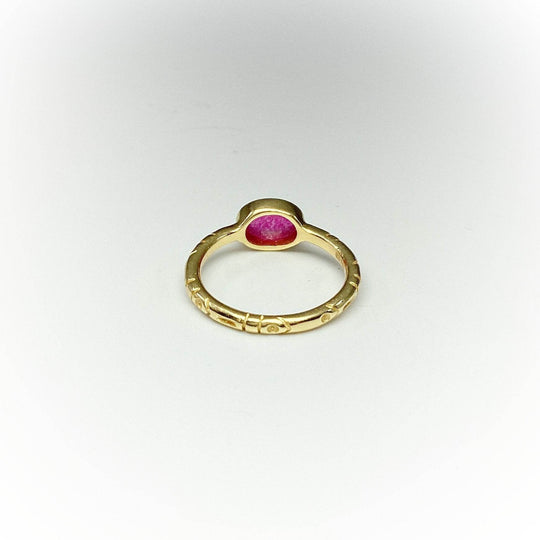 Pink Jade Gold Finish Ring - Rocks and Gems Canada