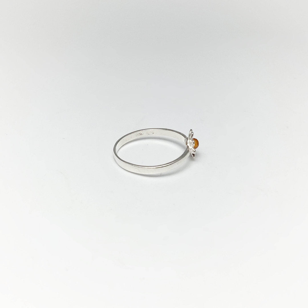 Cognac Amber Flower Ring - Rocks and Gems Canada