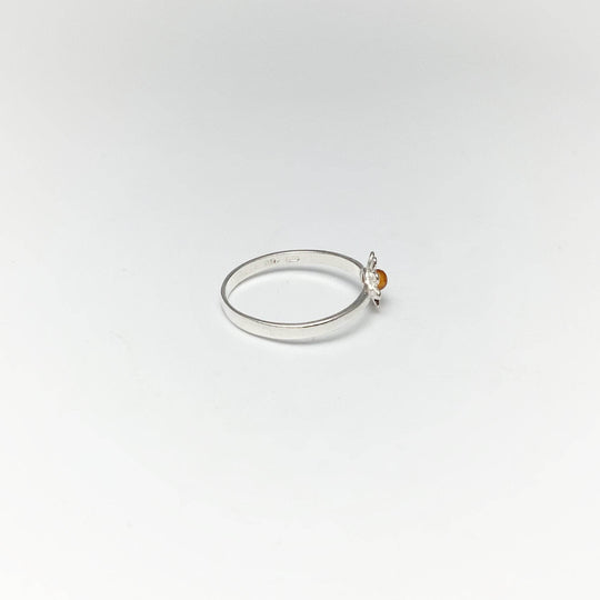 Cognac Amber Flower Ring - Rocks and Gems Canada