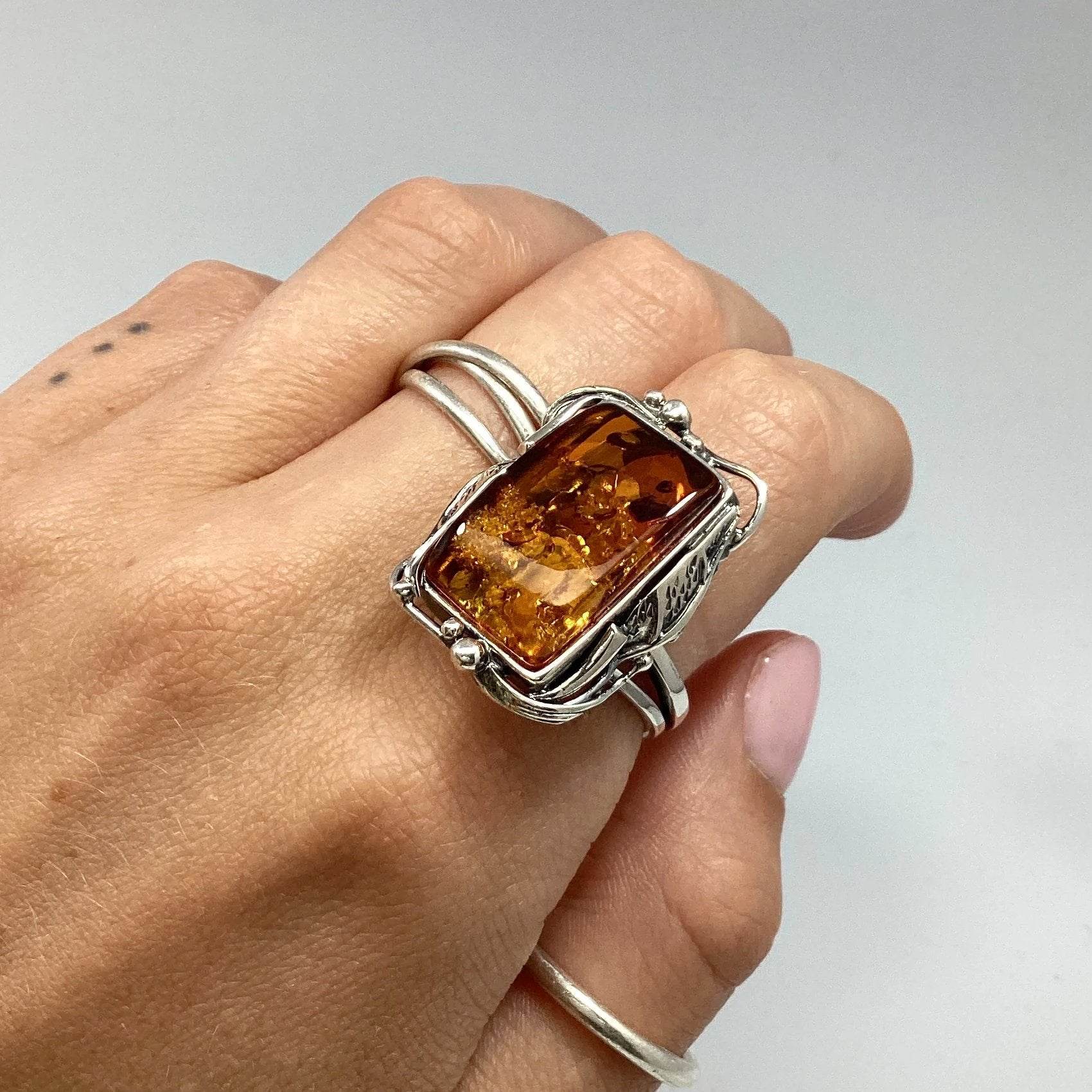Cognac Amber Ring - Rocks and Gems Canada
