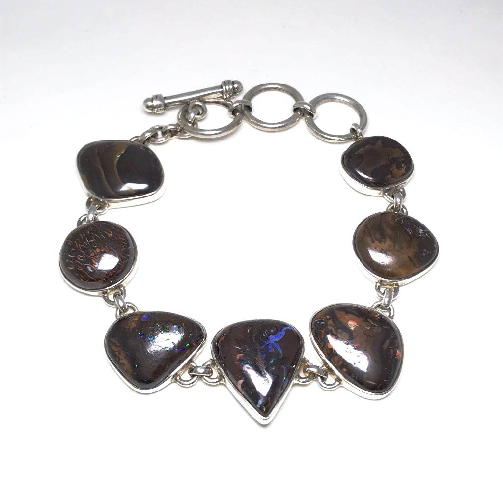 Boulder Opal Sterling Silver Bracelet - Rocks and Gems Canada