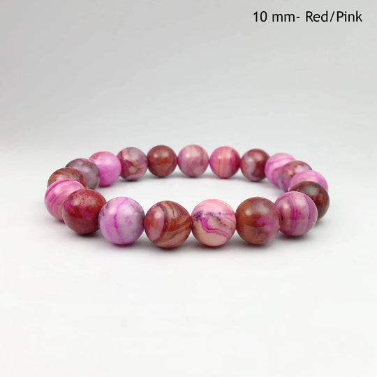 Pink Crazy Lace Agate Beaded Bracelet - Rocks and Gems Canada