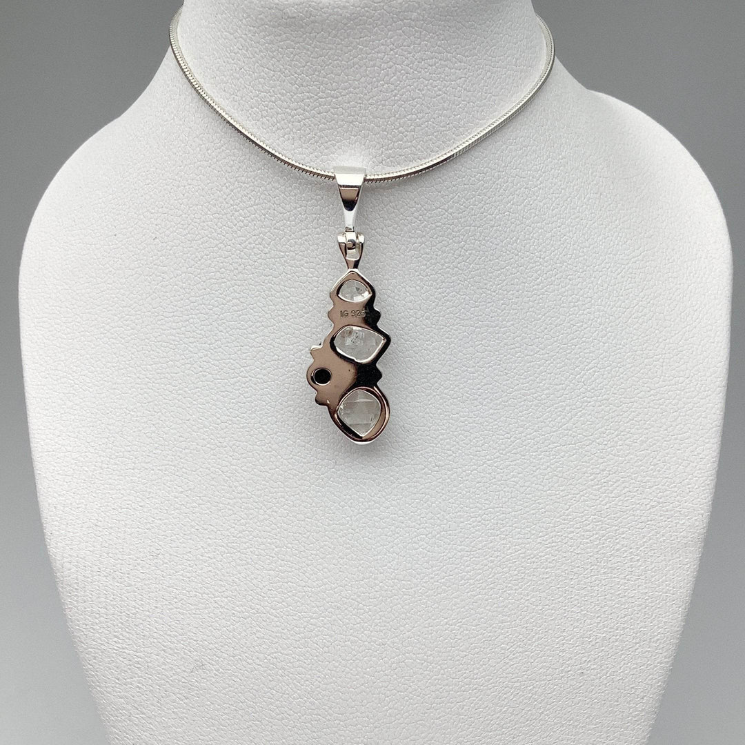 Herkimer Diamond and Black Onyx Pendant - Rocks and Gems Canada