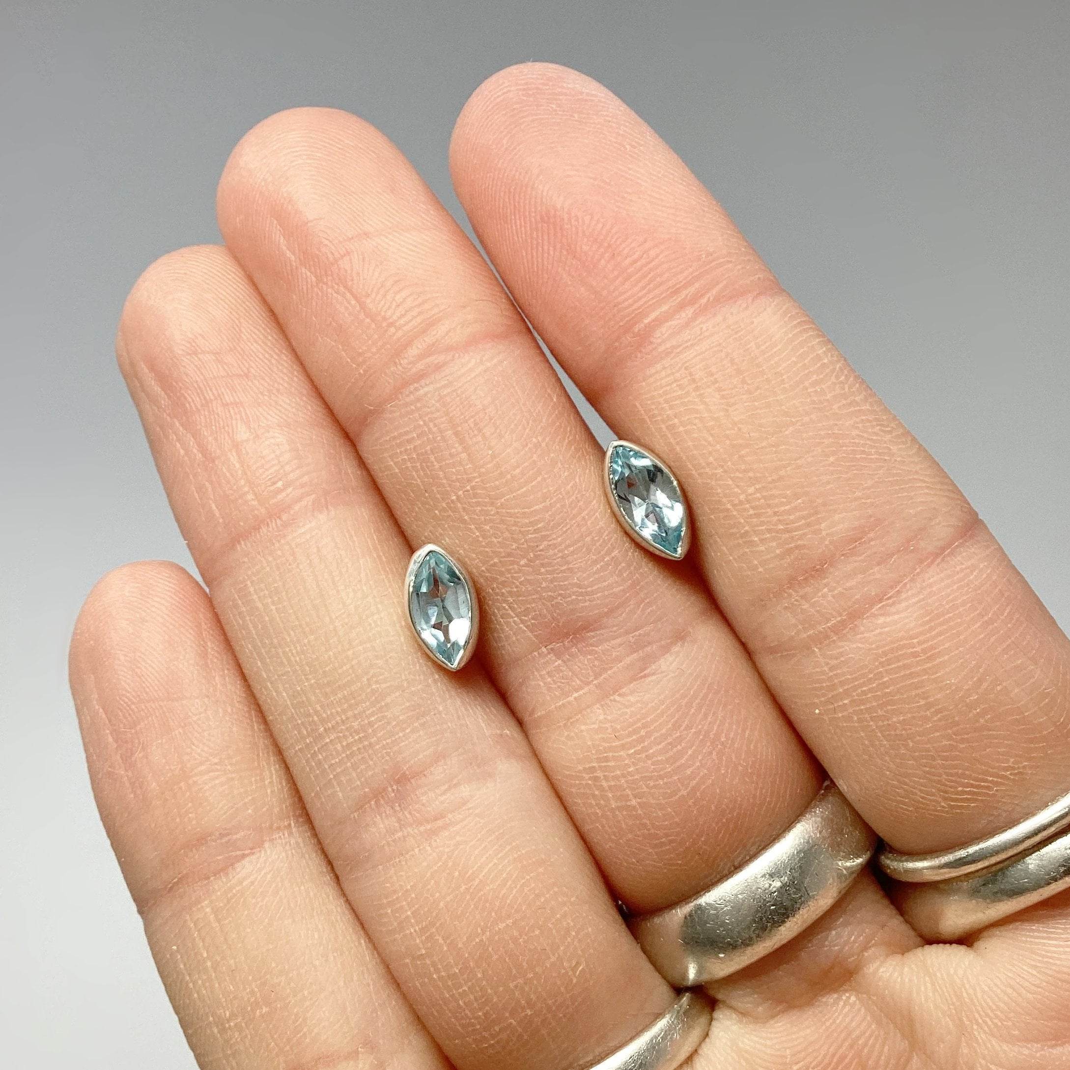 Blue Topaz Stud Earrings - Rocks and Gems Canada