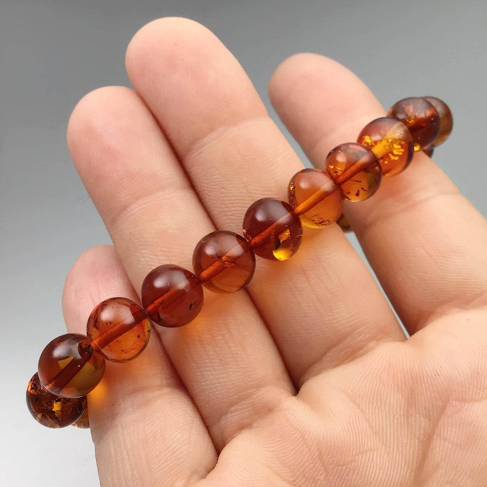 Cognac Amber Beaded Bracelet - Rocks and Gems Canada